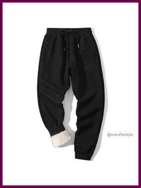 Men's Sherpa Lined Sweatpants Winter Warm Fleece Lined Pants